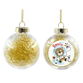 Ο μικρός αστροναύτης, Στολίδι Χριστουγεννιάτικη μπάλα δένδρου διάφανη με χρυσό γέμισμα 8cm