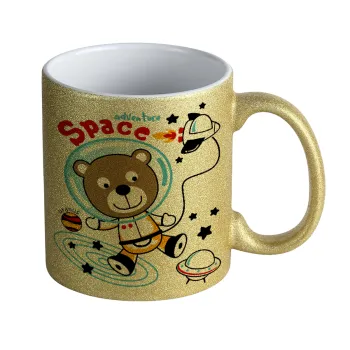 Kids Space, Κούπα Χρυσή Glitter που γυαλίζει, κεραμική, 330ml