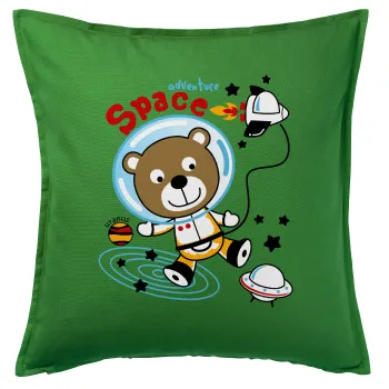 Ο μικρός αστροναύτης, Μαξιλάρι καναπέ Πράσινο 100% βαμβάκι, περιέχεται το γέμισμα (50x50cm)