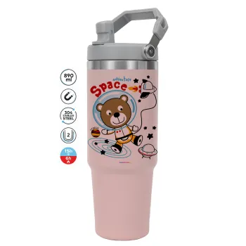 Kids Space, Pink color, 890ml (30oz) stainless Steel Tumbler with Handle