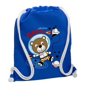 Kids Space, Backpack pouch GYMBAG Blue, with pocket (40x48cm) & thick cords