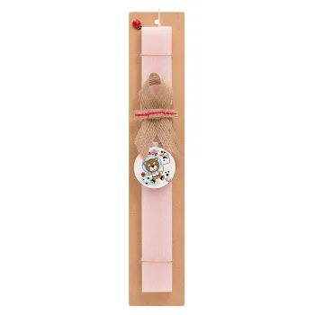Kids Space, Easter Set, wooden keychain & scented flat Easter candle (30cm) (PINK)