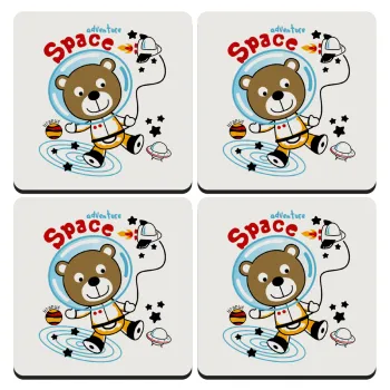 Kids Space, ΣΕΤ 4 Σουβέρ ξύλινα τετράγωνα (9cm)