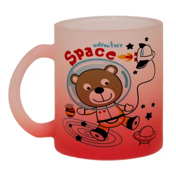 Kids Space, Κούπα γυάλινη δίχρωμη με βάση το κόκκινο ματ, 330ml