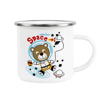 Kids Space, Metallic enamel cup white 360ml