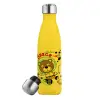 Yellow Stainless Steel Metallic Thermos, double-walled, 500ml