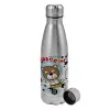 Metallic water bottle, stainless steel, 750ml