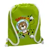 Backpack bag GYMBAG LIME GREEN, with pocket (40x48cm) & thick cords