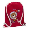 Backpack pouch GYMBAG Red, with pocket (40x48cm) & thick cords