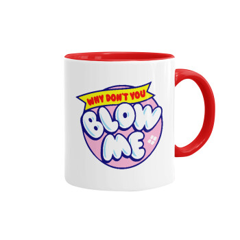 Why Don't You Blow Me Funny, Mug colored red, ceramic, 330ml