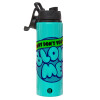 Metallic water bottle with safety lid, 850ml aluminum