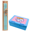 Easter Set, children's snack container BLUE & Easter aromatic flat candle (30cm) (TURQUOISE)