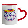 Mug heart red handle, ceramic, 330ml