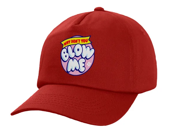 Why Don't You Blow Me Funny — Πεντάφυλλο Καπέλο Ενηλίκων Baseball, 100% Βαμβακερό,  Κόκκινο (ΒΑΜΒΑΚΕΡΟ, ΕΝΗΛΙΚΩΝ, UNISEX, ONE SIZE)