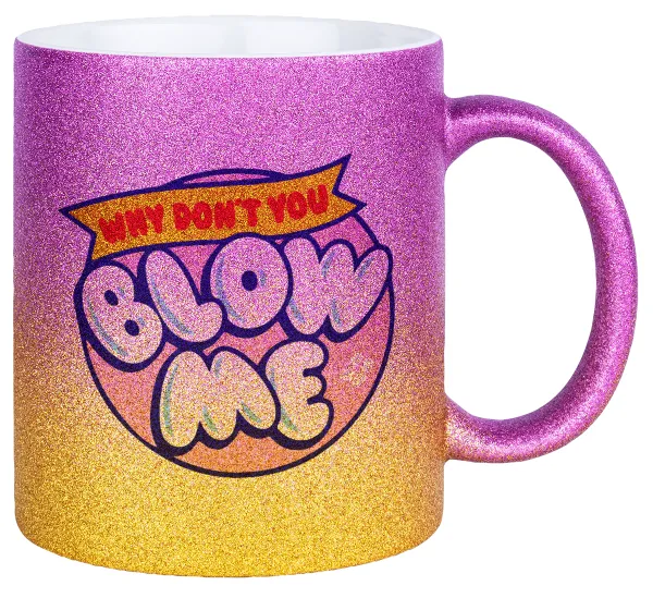 Why Don't You Blow Me Funny — Κούπα Χρυσή/Ροζ Glitter, κεραμική, 330ml