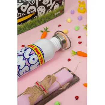 Why Don't You Blow Me Funny, Πασχαλινή Λαμπάδα με παγούρι μεταλλικό (620ml, stainless steel) & κερί αρωματικό πλακέ (30cm) (ΡΟΖ)