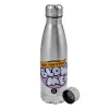 Metallic water bottle, stainless steel, 750ml