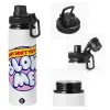 Metal water bottle with safety cap, aluminum 850ml