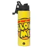 Metallic water bottle with safety lid, 850ml aluminum