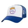 Adult Structured Trucker Hat, with Mesh, WHITE/BLUE (100% COTTON, ADULT, UNISEX, ONE SIZE)