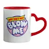 Mug heart red handle, ceramic, 330ml