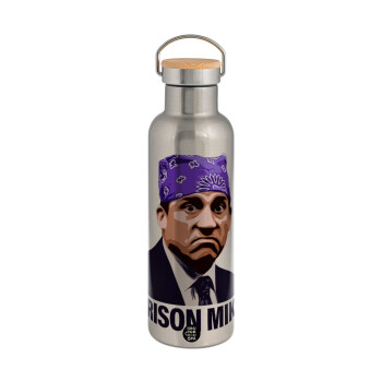 Prison Mike The office, Stainless steel Silver with wooden lid (bamboo), double wall, 750ml