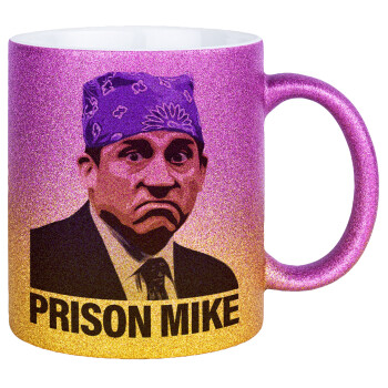 Prison Mike The office, Κούπα Χρυσή/Ροζ Glitter, κεραμική, 330ml