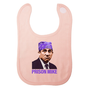 Prison Mike The office, Σαλιάρα με Σκρατς ΡΟΖ 100% Organic Cotton (0-18 months)