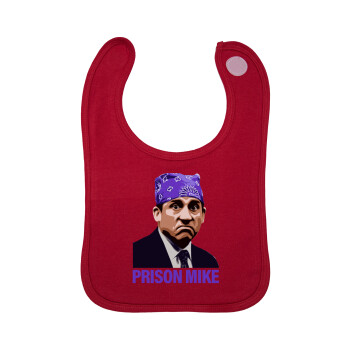 Prison Mike The office, Σαλιάρα με Σκρατς Κόκκινη 100% Organic Cotton (0-18 months)