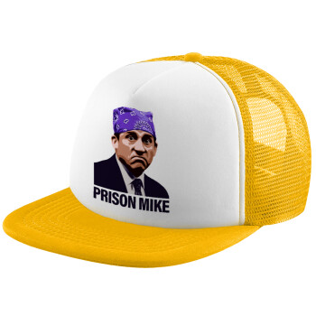 Prison Mike The office, Καπέλο παιδικό Soft Trucker με Δίχτυ Κίτρινο/White 
