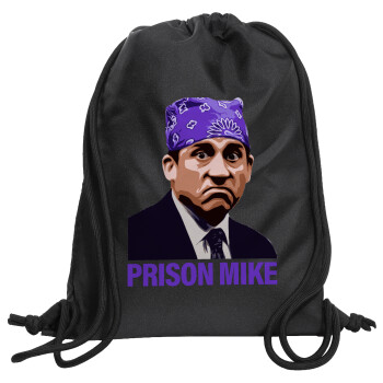 Prison Mike The office, Τσάντα πλάτης πουγκί GYMBAG Μαύρη, με τσέπη (40x48cm) & χονδρά κορδόνια