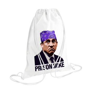 Prison Mike The office, Τσάντα πλάτης πουγκί GYMBAG λευκή (28x40cm)