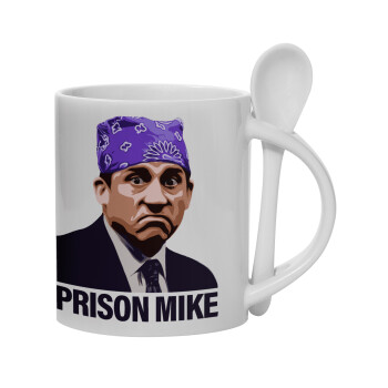 Prison Mike The office, Ceramic coffee mug with Spoon, 330ml (1pcs)