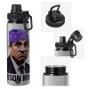 Metallic water bottle with safety cap, 850ml aluminum