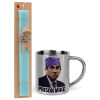 Easter Set, metallic thermal cup (300ml) & aromatic flat Easter candle (30cm) (TURQUOISE)