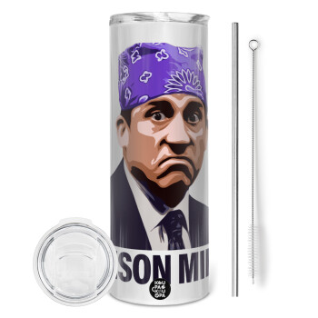 Prison Mike The office, Eco friendly stainless steel tumbler 600ml, with metal straw & cleaning brush