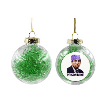 Prison Mike The office, Χριστουγεννιάτικη μπάλα δένδρου διάφανη με πράσινο γέμισμα 8cm