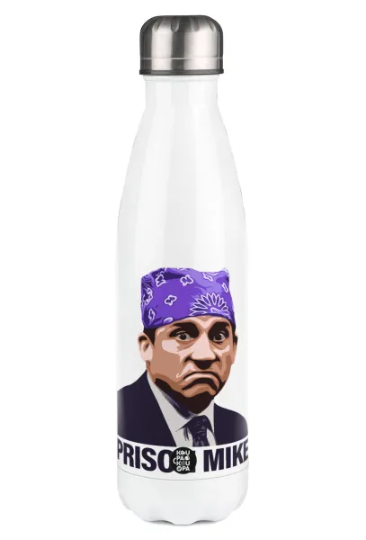 Prison Mike The office — Μεταλλικό παγούρι θερμός Λευκό (Stainless steel), διπλού τοιχώματος, 500ml