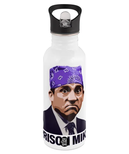Prison Mike The office — Παγούρι νερού Λευκό με καλαμάκι, ανοξείδωτο ατσάλι 600ml