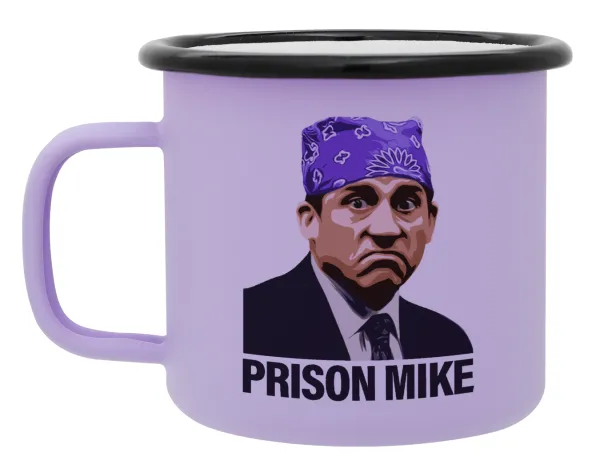 Prison Mike The office — Metal enamel mug, matte light pastel purple, 360ml