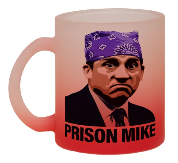 Prison Mike The office — Κούπα γυάλινη δίχρωμη με βάση το κόκκινο ματ, 330ml