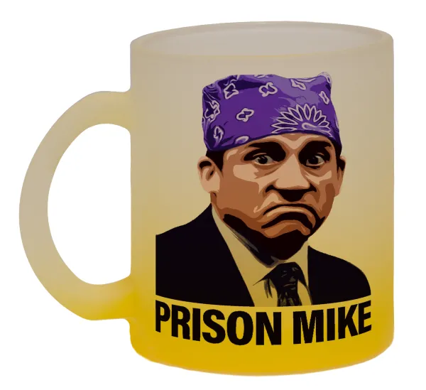 Prison Mike The office — Κούπα γυάλινη δίχρωμη με βάση το κίτρινο ματ, 330ml