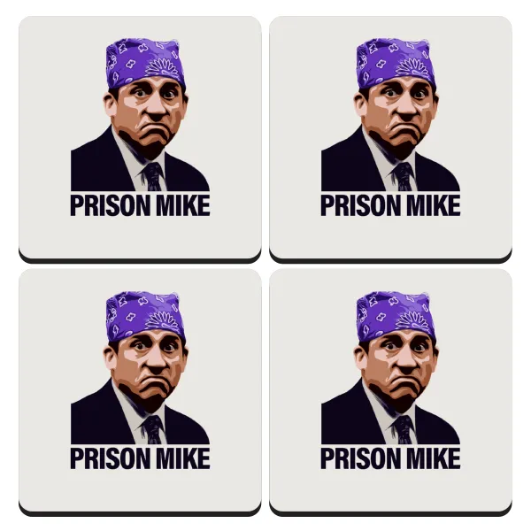 Prison Mike The office — Σουβέρ ξύλινα τετράγωνα (9cm)