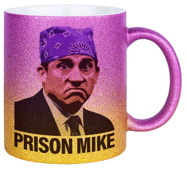 Prison Mike The office — Gold/pink glitter mug, ceramic, 330ml