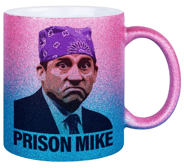 Prison Mike The office — Gold/blue glitter mug, ceramic, 330ml