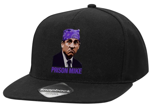 Prison Mike The office — Adult Flat Snapback Hat Black, (100% COTTON TWILL, ADULT, UNISEX, ONE SIZE)