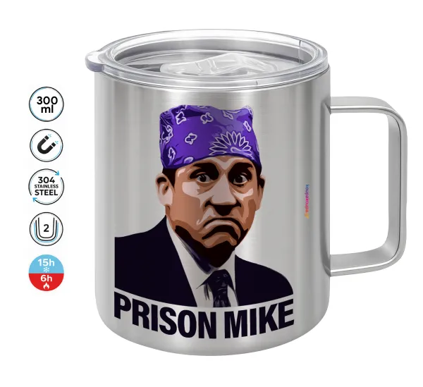 Prison Mike The office — Κούπα Ανοξείδωτη διπλού τοιχώματος 300ml με καπάκι διατήρησης θερμοκρασίας