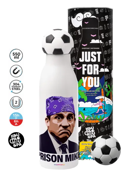 Prison Mike The office — Μπάλα ποδοσφαίρου μεταλλικό παγούρι θερμός, διπλού τοιχώματος, 550ml