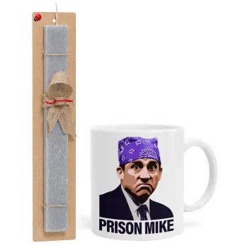 Prison Mike The office, Πασχαλινή Λαμπάδα με Κούπα κεραμική (330ml) & κερί αρωματικό πλακέ (30cm) (ΓΚΡΙ)