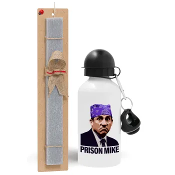 Prison Mike The office, Πασχαλινή Λαμπάδα με παγούρι μεταλλικό  αλουμινίου (500ml) & κερί αρωματικό πλακέ (30cm) (ΓΚΡΙ)
